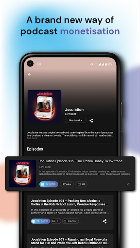 Android application Podcast live monetise : Aureal screenshort