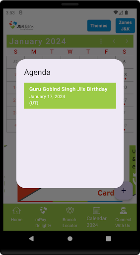 J&K Bank eCalendar Screenshot