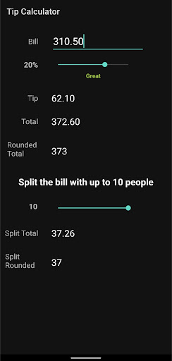 Tip and Split Calculator Screen 2