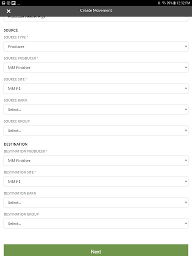 MetaFarms Mobile Movements Screen 2