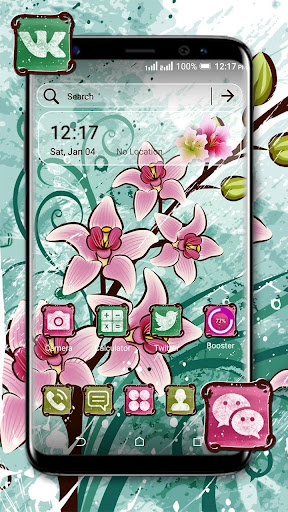 Android application Pink Flower Painting Theme screenshort