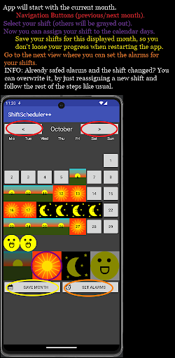 Android application ShiftScheduler++ screenshort