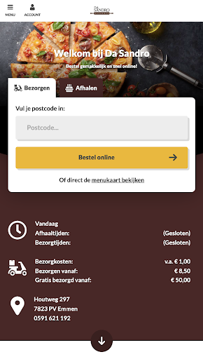 Android application Pizzeria Da Sandro screenshort